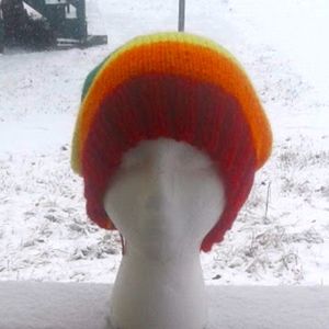 Rainbow pride hand knitted slouchy hat